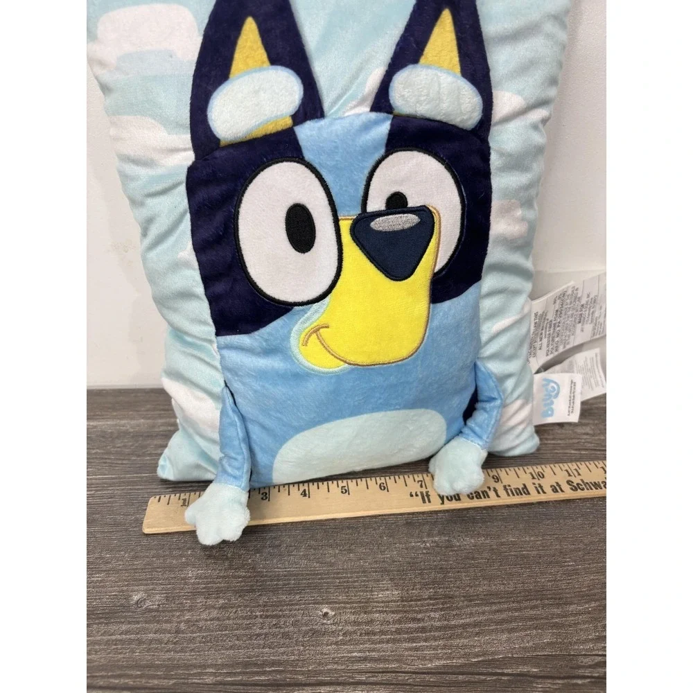 Bluey Plush Pillow Kids Blue Rectangle 12x10 Cloud Print Jay Franco Nursery